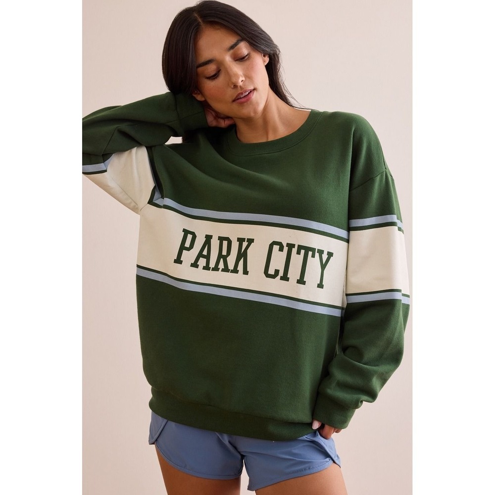 AS Revival Park City Graphic Sweatshirt Green Crewneck Pullover Size XXS